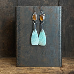 Galaxy Drop Earrings with Amazonite and Hessonite Garnet