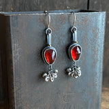 Lunar Pebble Dangle Earrings with Garnet