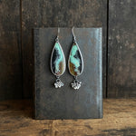 Lunar Pebble Dangle Earrings with Opalized Wood