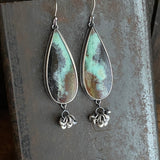 Lunar Pebble Dangle Earrings with Opalized Wood