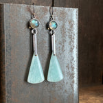 Galaxy Drop Earrings with Amazonite and Rose Cut Labradorite