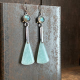 Galaxy Drop Earrings with Amazonite and Rose Cut Labradorite