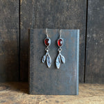 Lunar Sprout Dangle Earrings with Garnet