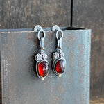 Lunar Cluster Dangle Earrings with Garnet