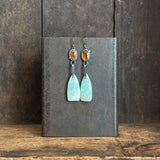 Galaxy Drop Earrings with Amazonite and Hessonite Garnet