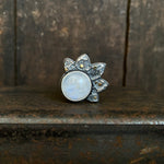 Lunar Bloom Ring with Rainbow Moonstone