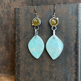 Galaxy Drop Earrings with Amazonite and Peridot