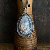 Lunar Bloom Framed Pendant with Sakura Agate