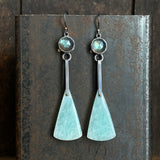 Galaxy Drop Earrings with Amazonite and Rose Cut Labradorite