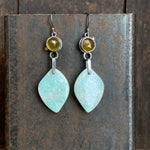 Galaxy Drop Earrings with Amazonite and Peridot