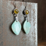 Galaxy Drop Earrings with Amazonite and Peridot