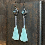 Galaxy Drop Earrings with Amazonite and Rose Cut Labradorite