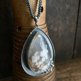 Lunar Bloom Framed Pendant with Sakura Agate