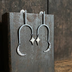 Lunar Fork Earrings with Crescent and Star