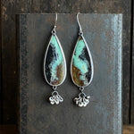 Lunar Pebble Dangle Earrings with Opalized Wood