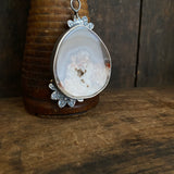 Lunar Bloom Pendant with Sakura Agate