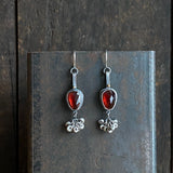 Lunar Pebble Dangle Earrings with Garnet