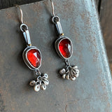 Lunar Pebble Dangle Earrings with Garnet