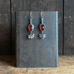 Lunar Pebble Dangle Earrings with Garnet