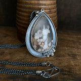 Lunar Bloom Framed Pendant with Sakura Agate