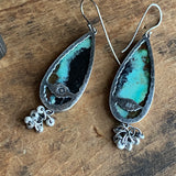 Lunar Pebble Dangle Earrings with Opalized Wood